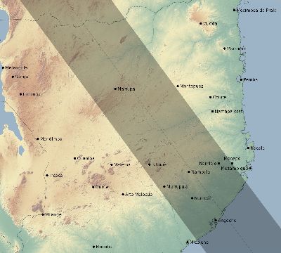 Map of the eclipse path across Mozambique on 09/20/1503