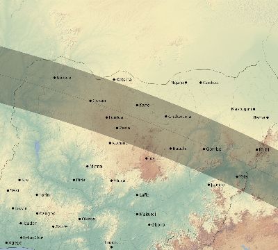 Map of the eclipse path across Nigeria on 09/20/1503