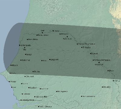 Map of the eclipse path across Senegal on 09/20/1503