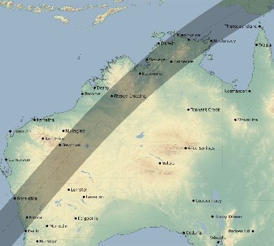 Map of the eclipse path across Australia on 01/24/1506