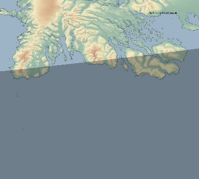 Map of the eclipse path across French Southern and Antarctic Lands on 01/24/1506