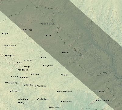 Map of the eclipse path across Burkina Faso on 07/20/1506