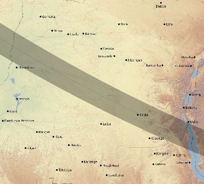 Map of the eclipse path across DR Congo on 07/20/1506