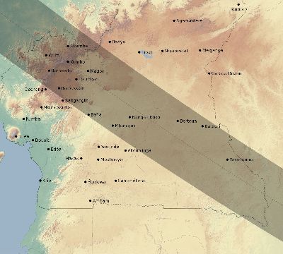 Map of the eclipse path across Cameroon on 07/20/1506