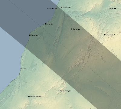Map of the eclipse path across Western Sahara on 07/20/1506
