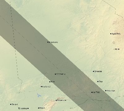 Map of the eclipse path across Mali on 07/20/1506