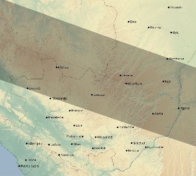 Map of the eclipse path across Republic of the Congo on 01/13/1507