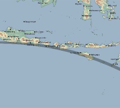 Map of the eclipse path across Indonesia on 07/10/1507