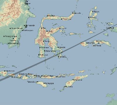 Map of the eclipse path across Indonesia on 05/08/1510