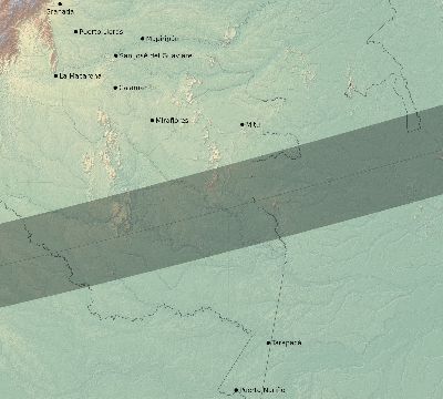Map of the eclipse path across Colombia on 11/01/1510