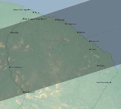 Map of the eclipse path across French Guiana on 11/01/1510