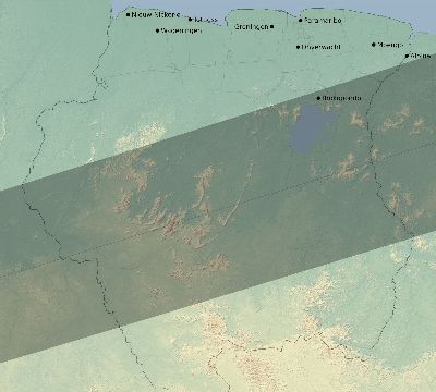 Map of the eclipse path across Suriname on 11/01/1510