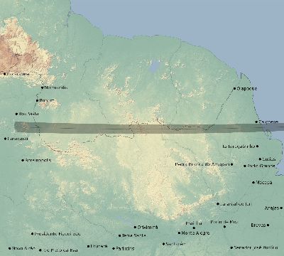Map of the eclipse path across Brazil on 03/07/1513