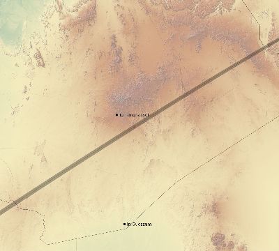 Map of the eclipse path across Algeria on 03/07/1513