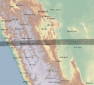 Map of the eclipse path across Peru on 08/30/1513