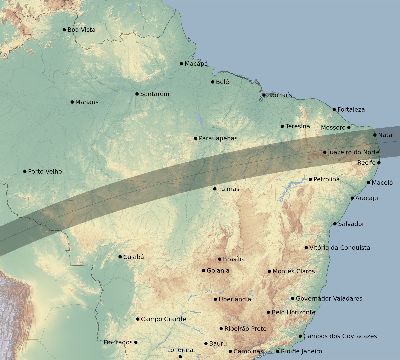 Map of the eclipse path across Brazil on 02/24/1514