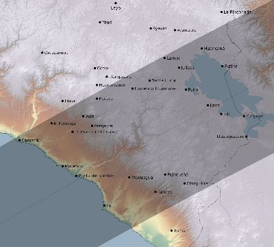 Map of the eclipse path across Peru on 02/24/1514