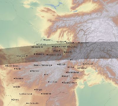 Map of the eclipse path across Afghanistan on 08/20/1514