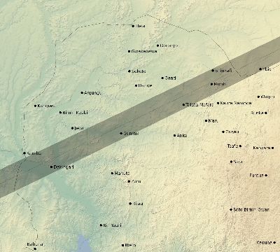 Map of the eclipse path across Nigeria on 12/23/1516