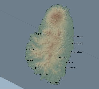 Map of the eclipse path across Saint Vincent and the Grenadines on 12/23/1516