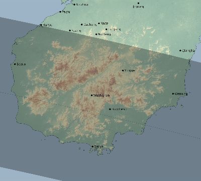 Map of the eclipse path across China on 06/19/1517