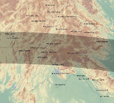 Map of the eclipse path across Laos on 06/19/1517