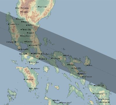 Map of the eclipse path across Philippines on 06/19/1517
