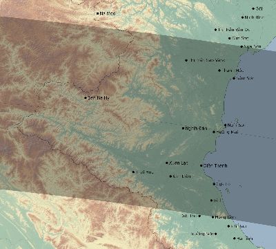Map of the eclipse path across Vietnam on 06/19/1517