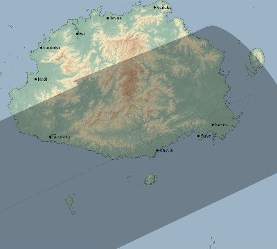 Map of the eclipse path across Fiji on 12/13/1517