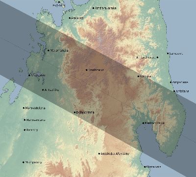 Map of the eclipse path across Madagascar on 12/13/1517