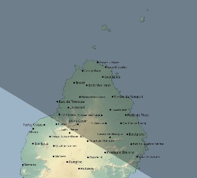 Map of the eclipse path across Mauritius on 12/13/1517
