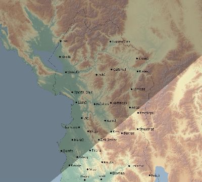 Map of the eclipse path across Albania on 06/08/1518