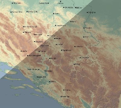 Map of the eclipse path across Bosnia and Herzegovina on 06/08/1518
