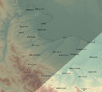 Map of the eclipse path across Bulgaria on 06/08/1518