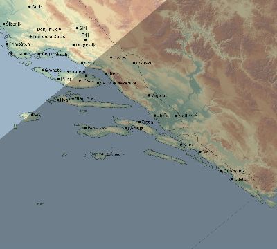 Map of the eclipse path across Croatia on 06/08/1518