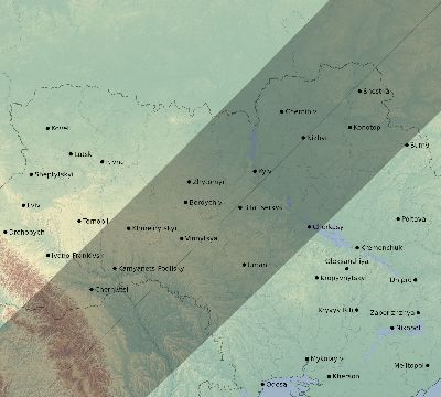 Map of the eclipse path across Ukraine on 06/08/1518