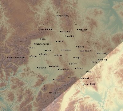 Map of the eclipse path across Kosovo on 06/08/1518