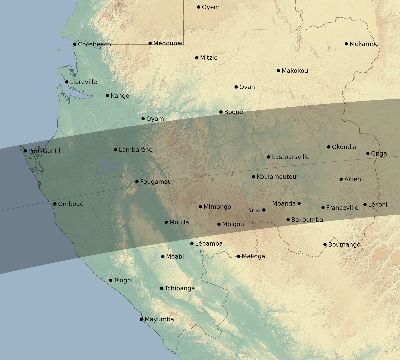 Map of the eclipse path across Gabon on 04/17/1520