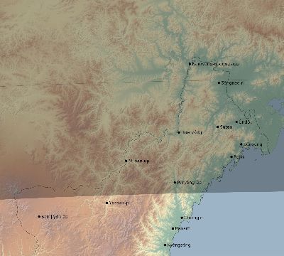 Map of the eclipse path across North Korea on 04/07/1521