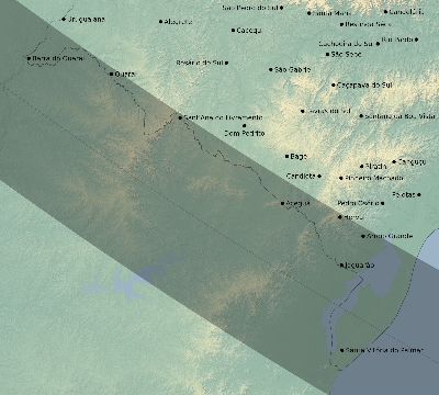 Map of the eclipse path across Brazil on 09/30/1521