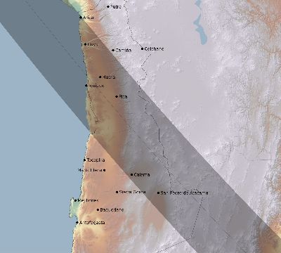 Map of the eclipse path across Chile on 09/30/1521