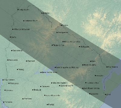 Map of the eclipse path across Uruguay on 09/30/1521