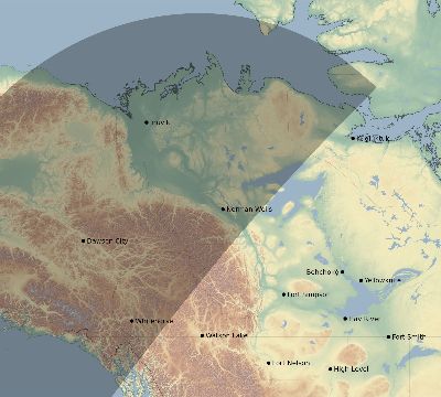 Map of the eclipse path across Canada on 08/11/1523