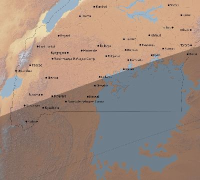 Map of the eclipse path across Uganda on 02/04/1524
