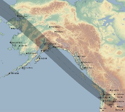 Map of the eclipse path across United States on 05/30/1527