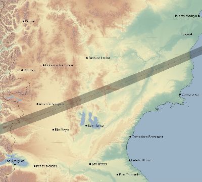 Map of the eclipse path across Argentina on 11/23/1527