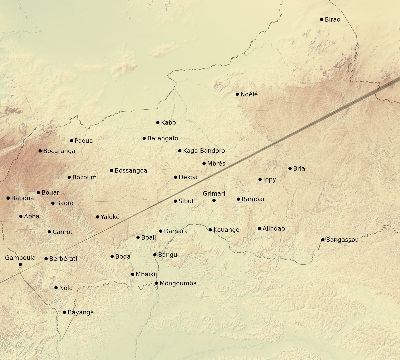 Map of the eclipse path across Central African Republic on 05/18/1528