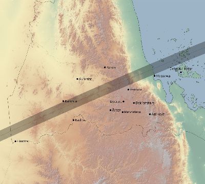 Map of the eclipse path across Eritrea on 05/18/1528