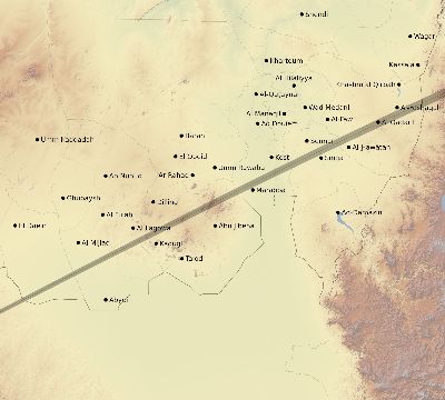 Map of the eclipse path across Sudan on 05/18/1528