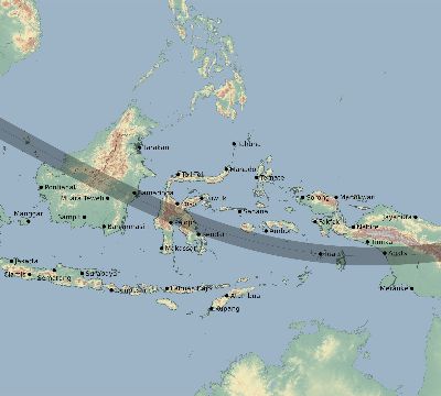 Map of the eclipse path across Indonesia on 11/12/1528